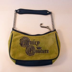 Juicy Couture Purse Green Suede Silver Chain